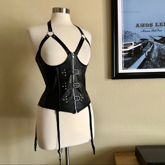 Other - Black Fetish Corset Top PVC Medium Goth BDSM *G16